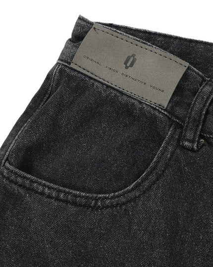 Men's Digital Cat Beard Affixed Cloth Embroidered Washed Jeans
