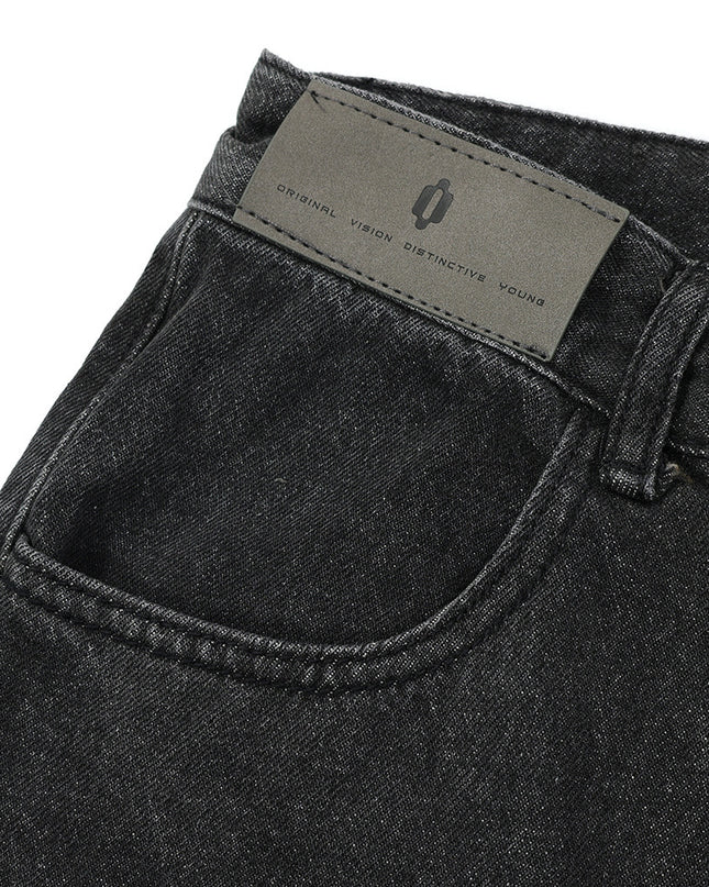 Men's Digital Cat Beard Affixed Cloth Embroidered Washed Jeans