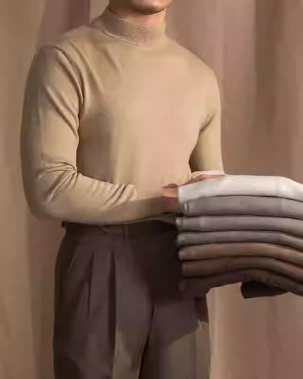 Soft Glutinous Skin-friendly Wool Mock Neck Sweater Gentleman