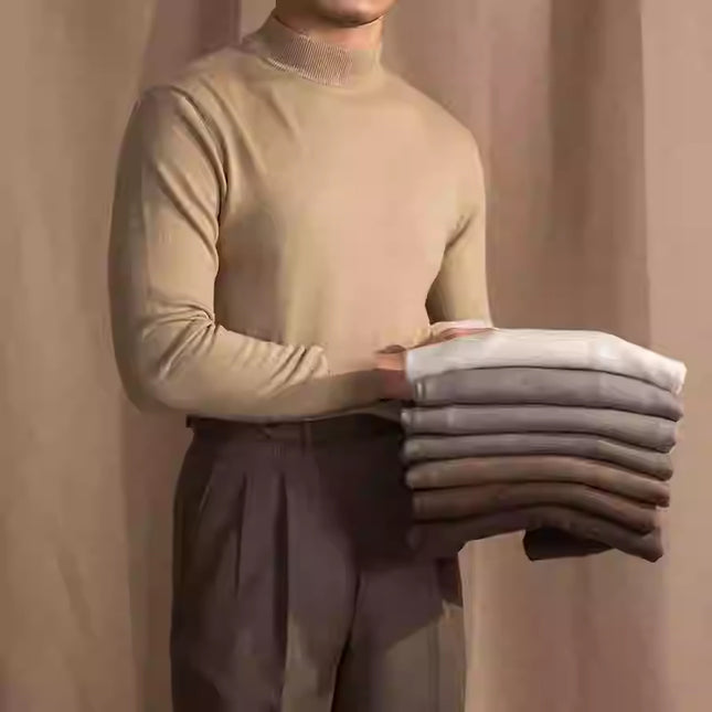 Soft Glutinous Skin-friendly Wool Mock Neck Sweater Gentleman
