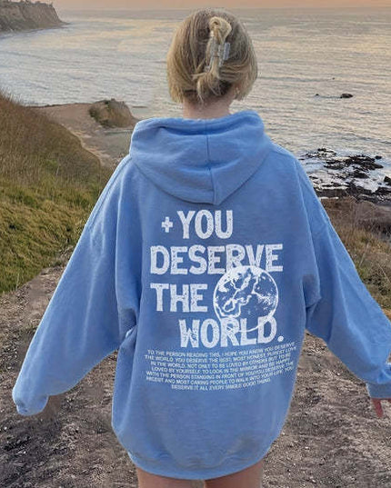 Letter Printing Versatile Casual Long Sleeve Pullover Loose Hooded