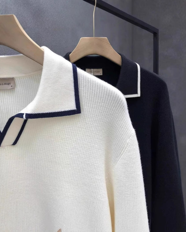 Lightly Mature Casual Polo Collar Sweater Men