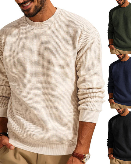 Men's Fashion Solid Color Waffle Casual