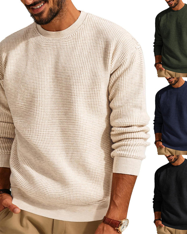 Men's Fashion Solid Color Waffle Casual