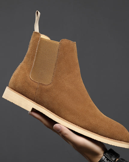 Boots Pointed Toe British Martin Boots Men's Nubuck Leather High-top Ankle Boots