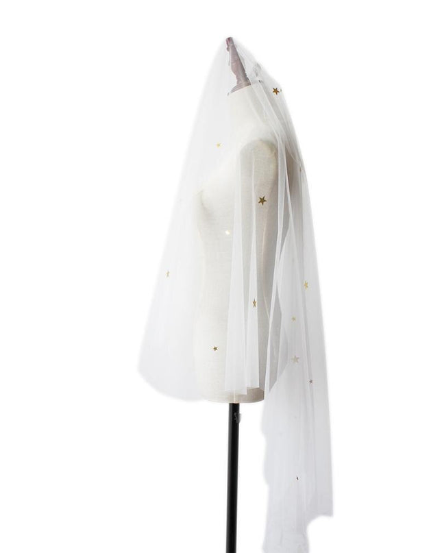 Star Style Hand Sewn Metal Combed Bridal Veil