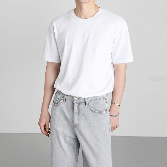 Men's Summer Loose Solid Color Round Neck Short Sleeve T-Shirt