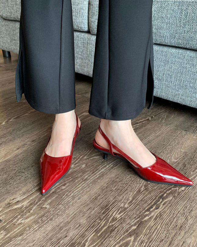 Closed Toe Sandals Women's Stiletto Heel Pointed Toe Low-cut Shoes
