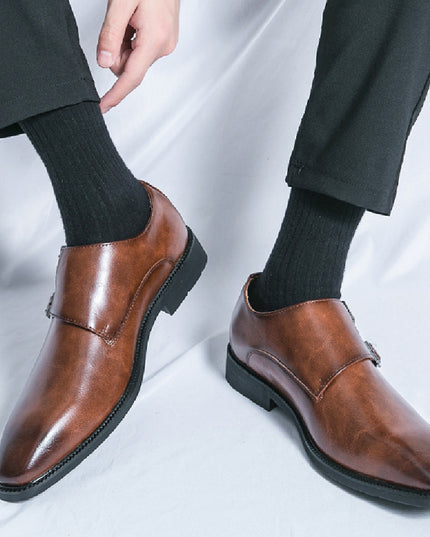 Business Formal Wear Leather Shoes Men's Casual Three Joint Pumps Mengke Buckle Office Wedding Shoes