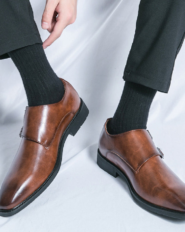 Business Formal Wear Leather Shoes Men's Casual Three Joint Pumps Mengke Buckle Office Wedding Shoes