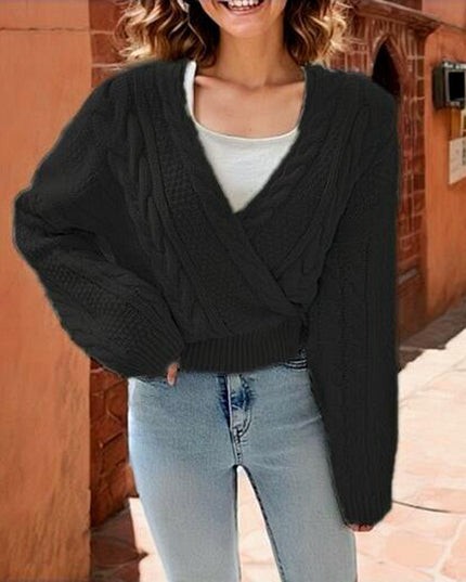 Autumn And Winter Diagonal Cardigan Cross Non-specification V-neck Sweater