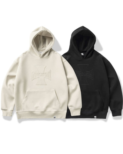 Cross Embroidery Loose Hooded Sweater Men's Hoodie Top