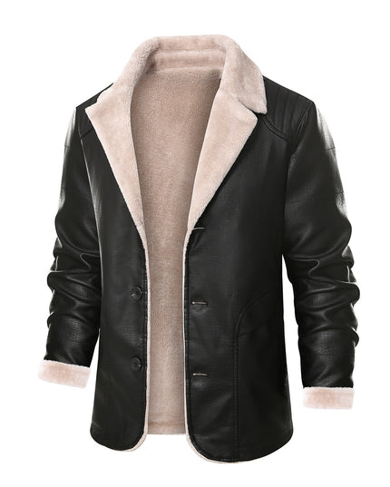 Thick Fleece Fur Integrated Warm Suit Leather Label Leather Jacket Coat