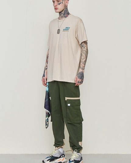 Drawstring beamed overalls