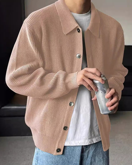 Fashion Solid Color Simple Men's Knitwear Cardigan Sweater Coat