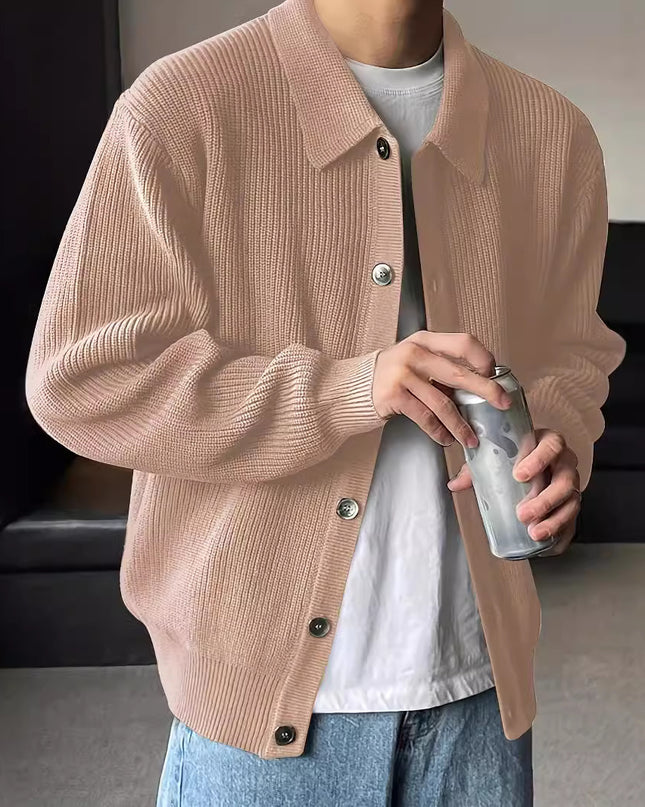 Fashion Solid Color Simple Men's Knitwear Cardigan Sweater Coat