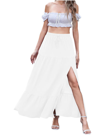 Women's Bohemian Solid Color Side Slit Skirt