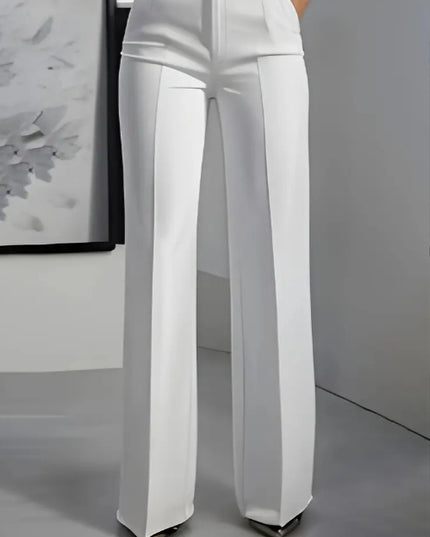 Women's White Minimalist Pants Made Of Polyester