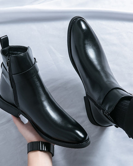 Plus Size Chelsea Boots Men's Fashion High-top Leather Shoes