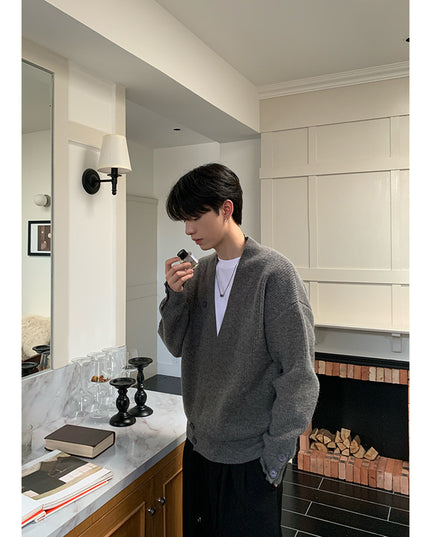 Niche Oblique Placket Design Sweater Men's Sweater