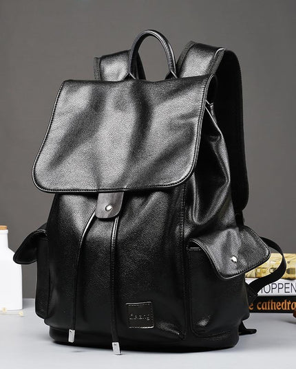 Double shoulder bag men's Korean style leather business trend flip flip backpack with fashion backpack, student bag, men's travel bag
