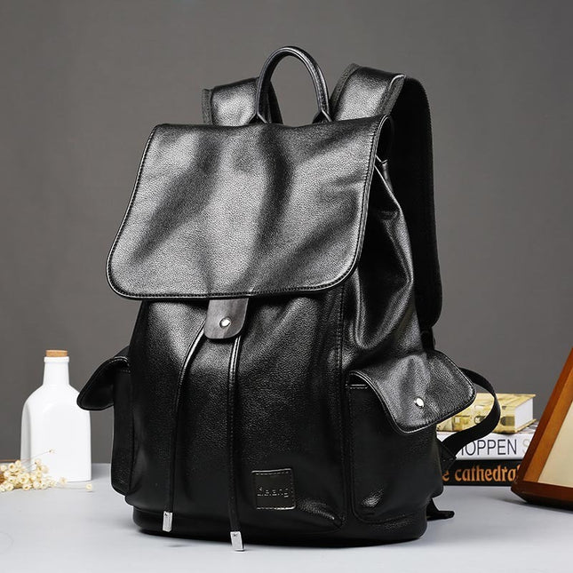 Double shoulder bag men's Korean style leather business trend flip flip backpack with fashion backpack, student bag, men's travel bag