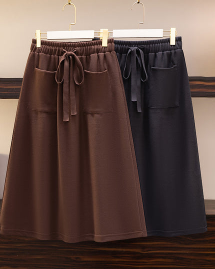 Elastic Waist Loose Slimming Autumn And Winter New Plus Size Women's Skirt
