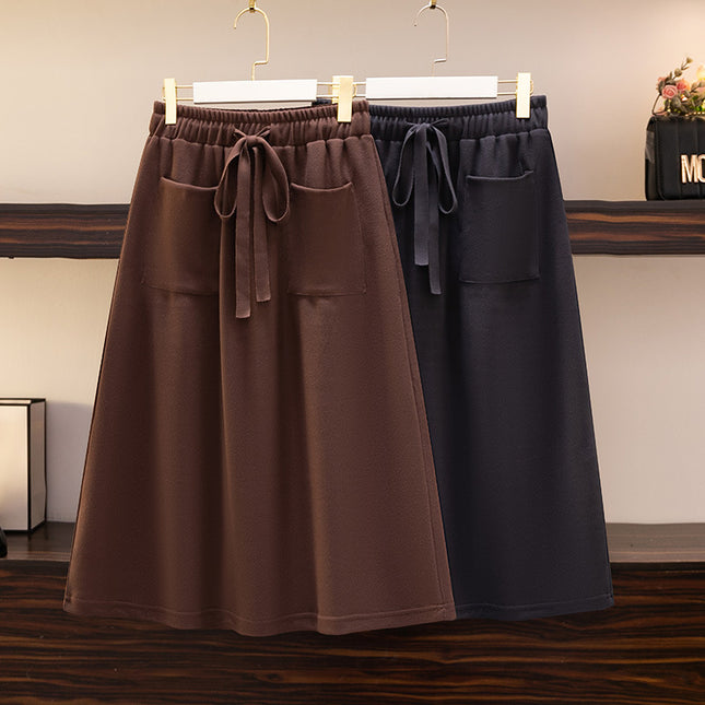 Elastic Waist Loose Slimming Autumn And Winter New Plus Size Women's Skirt