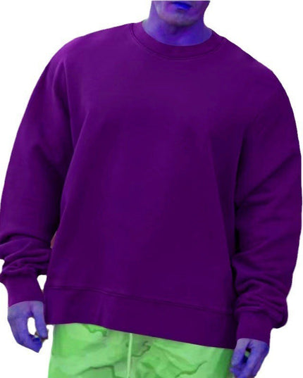 Round Neck Sweater Fleece Light Board Solid Color Pullover