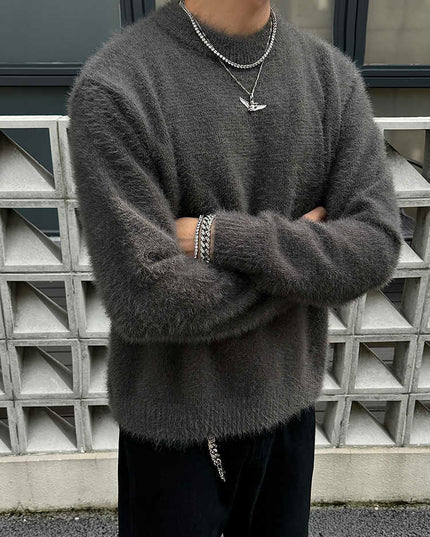 Retro Mink-like Knitted Long-sleeved Top