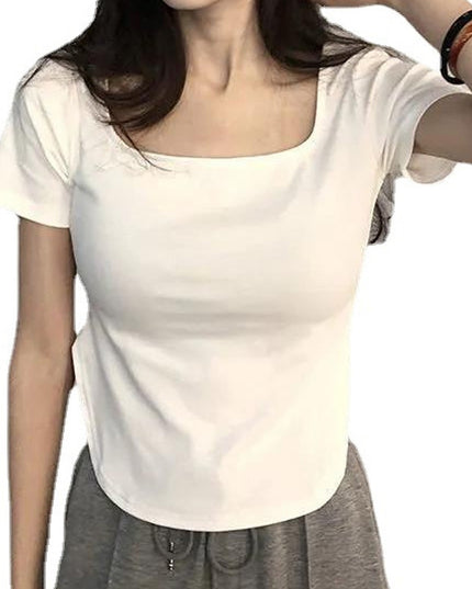 Summer U Collar Top Slim-fit Irregular Short-sleeved T-shirt For Women