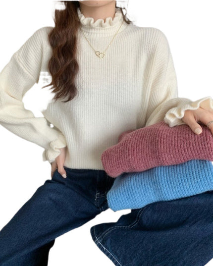 Red Wooden Ear Half Turtleneck High-grade Sweater Sweater