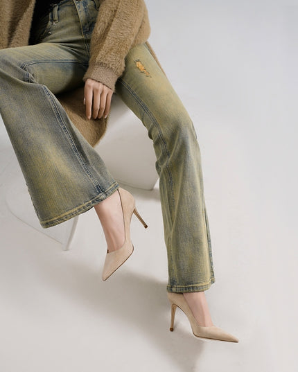 Naked Light Mouthed French Women's Soft Soled Non Tiring High-heeled Single Shoes