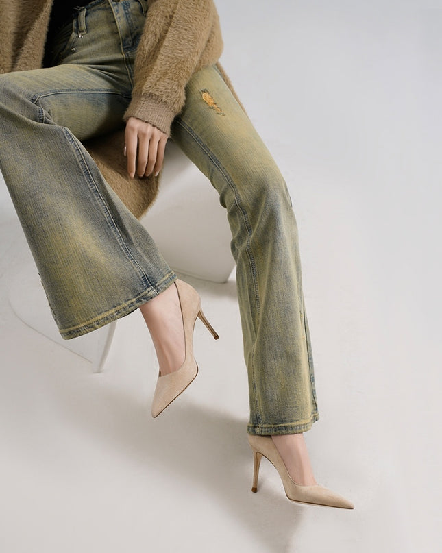 Naked Light Mouthed French Women's Soft Soled Non Tiring High-heeled Single Shoes