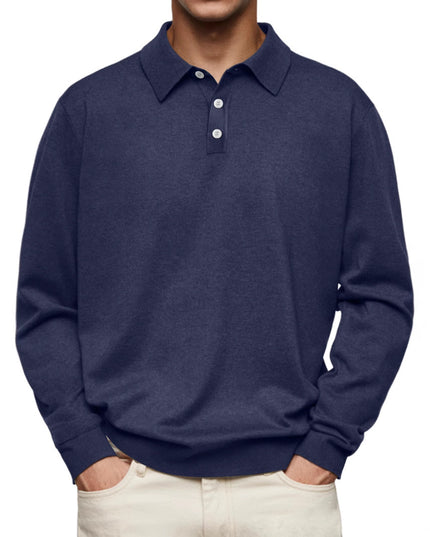 Long Sleeve V-neck Buttons Men's Casual Jacket Polo Shirt