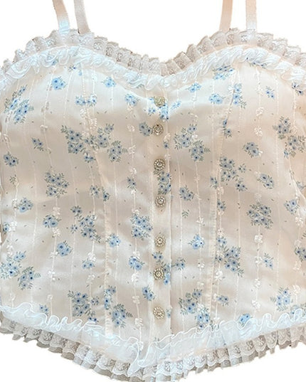 Sweet Lace Floral Small Sling Beauty Back Vest