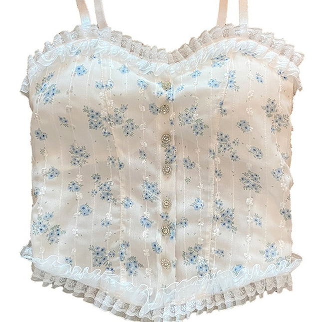 Sweet Lace Floral Small Sling Beauty Back Vest