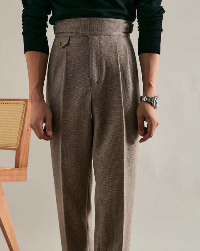 Thick Double Pleated Straight Business Casual Trousers