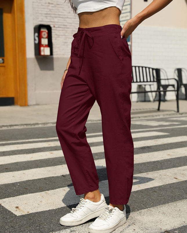 New Casual Linen Drawstring Pants For Women - Comfortable & Stylish