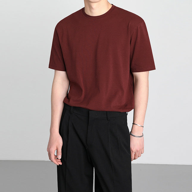 Men's Summer Loose Solid Color Round Neck Short Sleeve T-Shirt