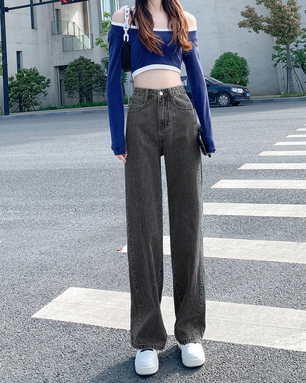 Women's High Waist Straight Jeans Loose-fitting Wide-leg Trousers