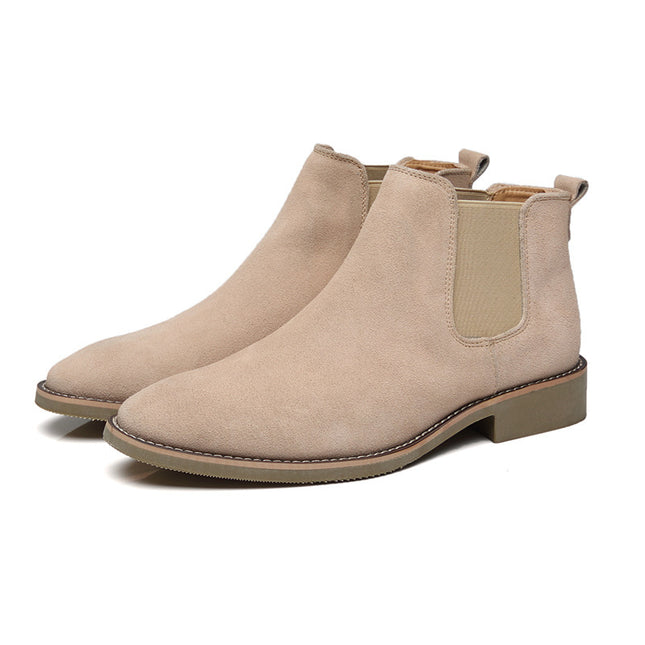 Men's leather pointed toe high-top boots