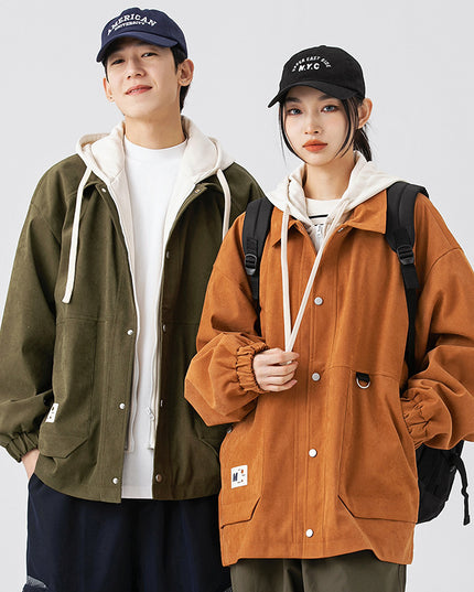 Jacket Hooded Fake Two Pieces Loose Casual Shell Jacket