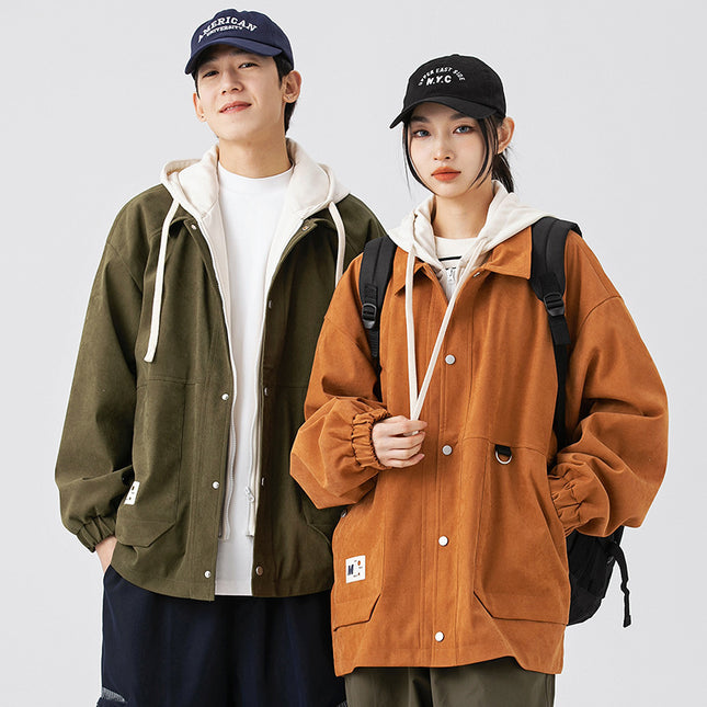 Jacket Hooded Fake Two Pieces Loose Casual Shell Jacket