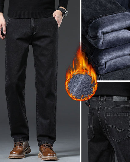 Men's Loose Fleece-lined Straight-leg Trousers