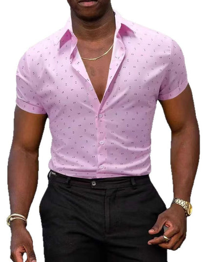 Breathable Stretch Thin Printed Short-sleeved Men's Shirt