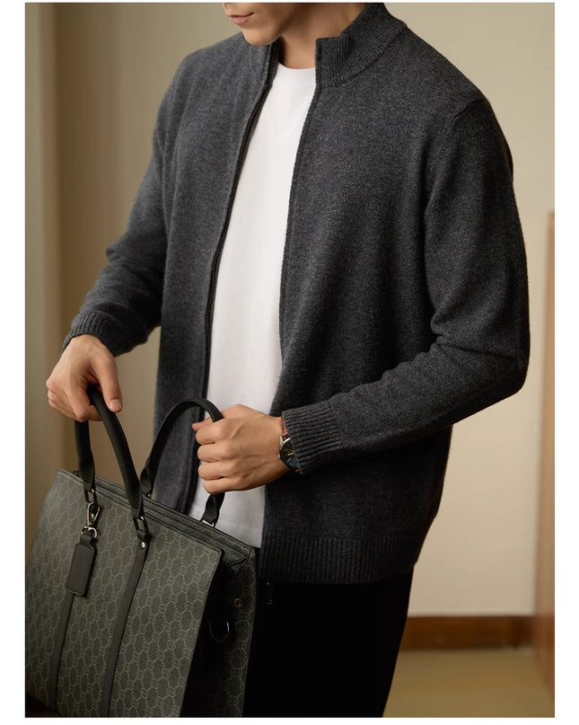 Men's Zipper Stand-up Collar Cardigan Coat