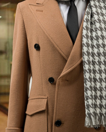 Slim Double Breasted Men's Autumn And Winter Woolen Trench Coat