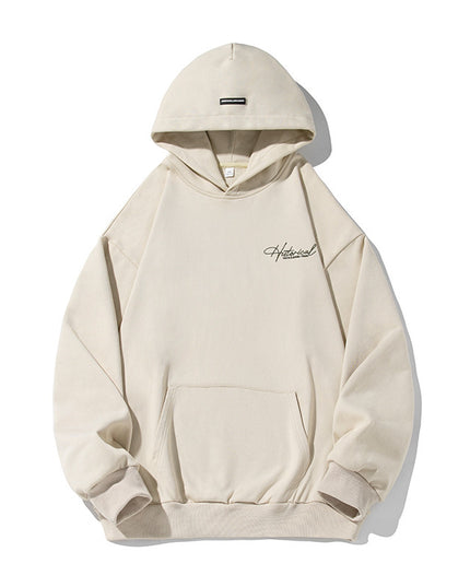 Retro Heavy Hooded Sweater Men's Autumn And Winter High Street American Letter Embroidery