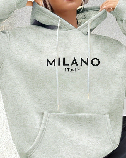 Casual Long Sleeved Printed Kangaroo Pocket Hoodie